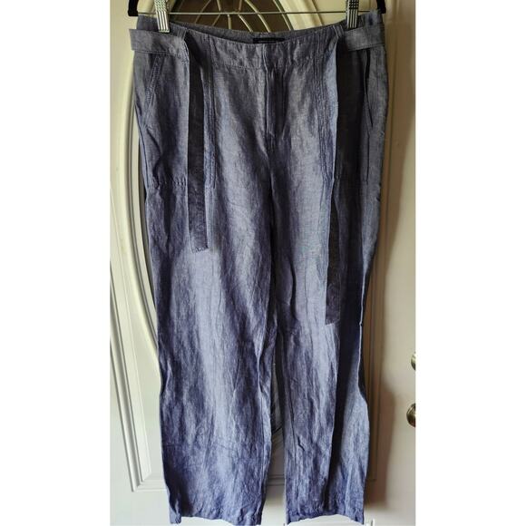 Tommy Hilfiger Blue Linen Blend Wide Leg Pant Size 6 with Belt - Picture 1 of 7